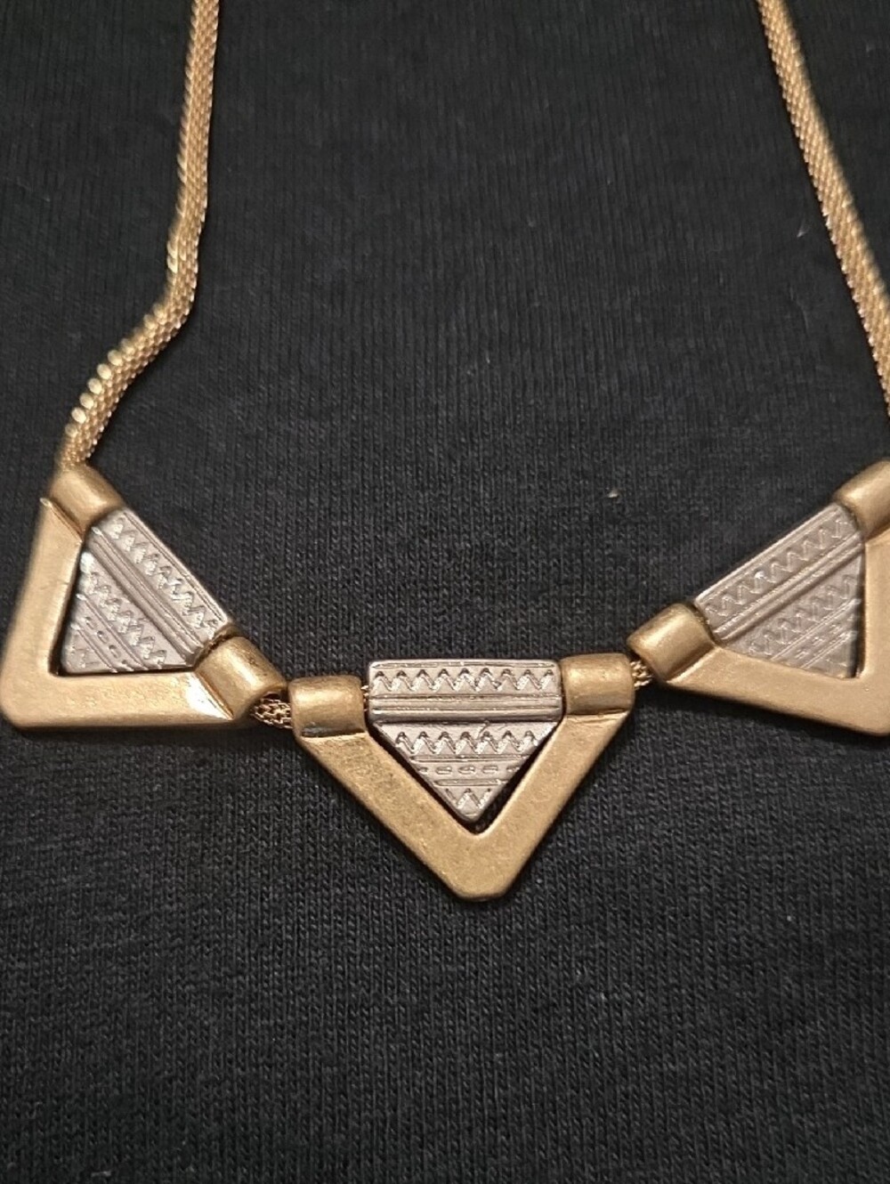 Gold Triangle Pendant Necklace and Earring Set - Gold - Picture 2 of 3